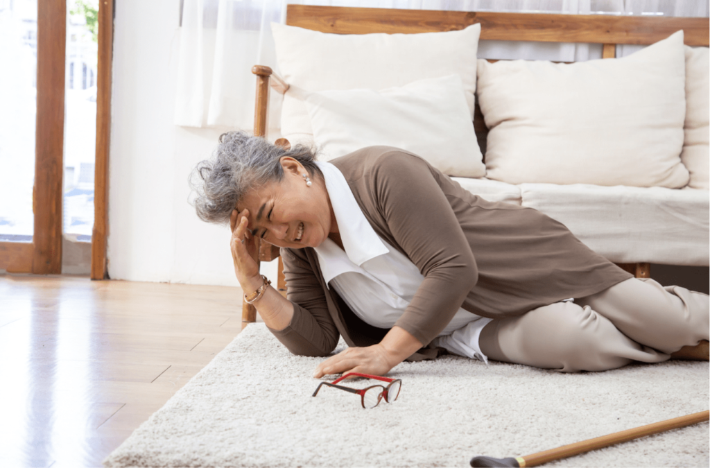 stroke patient laying on the floor